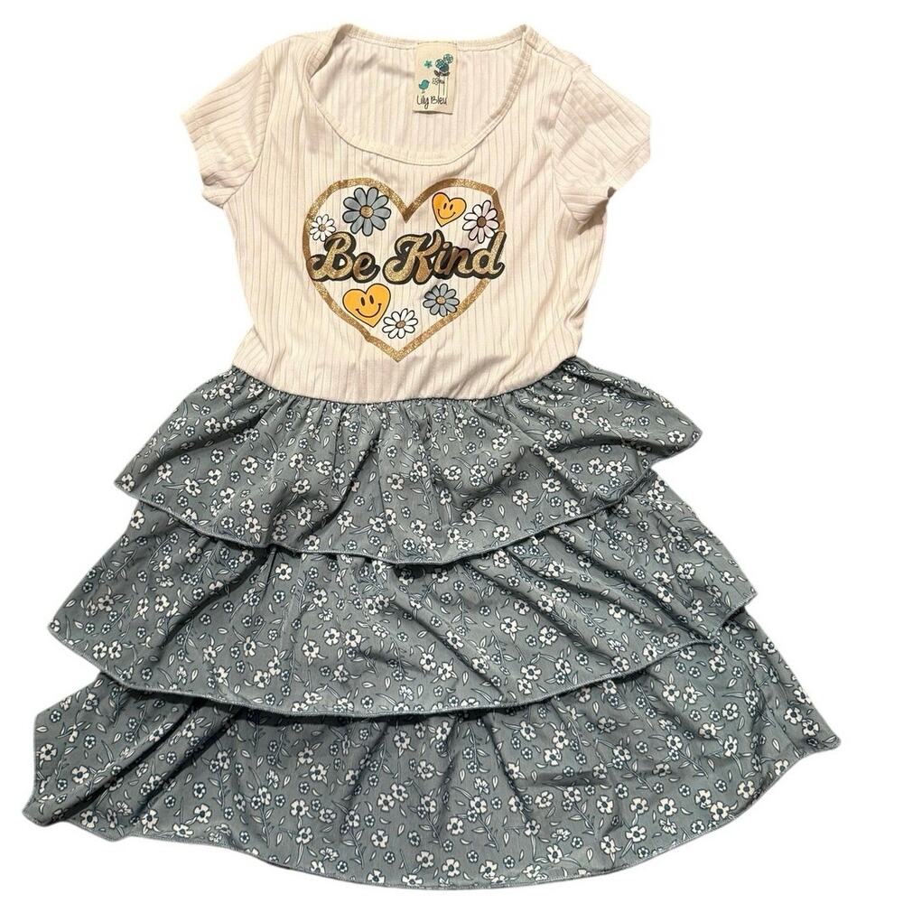 Lily Bleu Girls Be Kind Floral Tiered Ruffle Dress Size 8